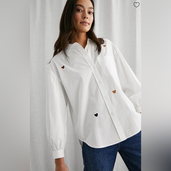 Rails Janae Shirt - White Eyelet Hearts - Picture 1 of 4